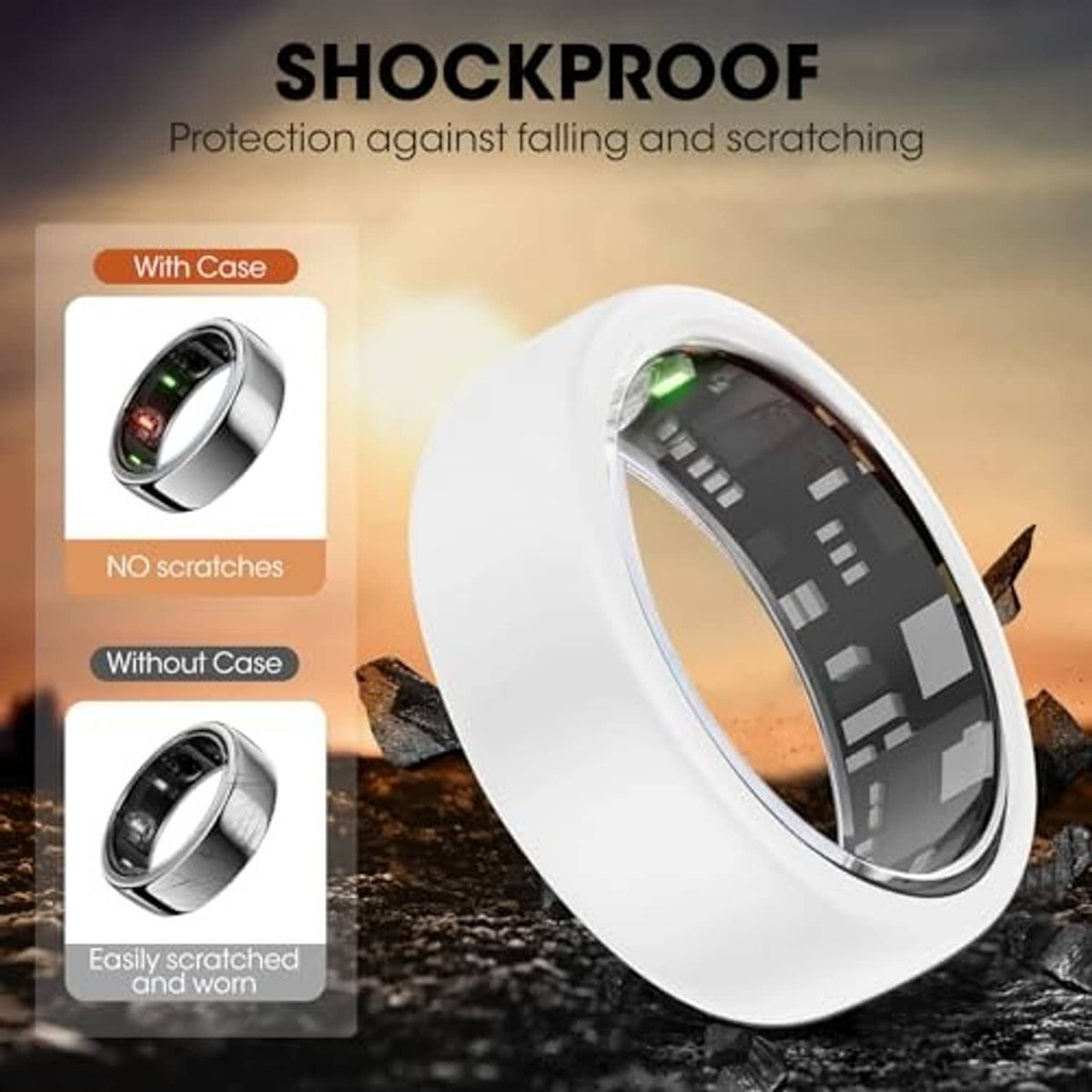 Clear silicone Oura ring covers, 2-pack, shock and scratch protection sleeves