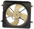 Engine cooling fan assembly with black shroud and beige multi-blade fan