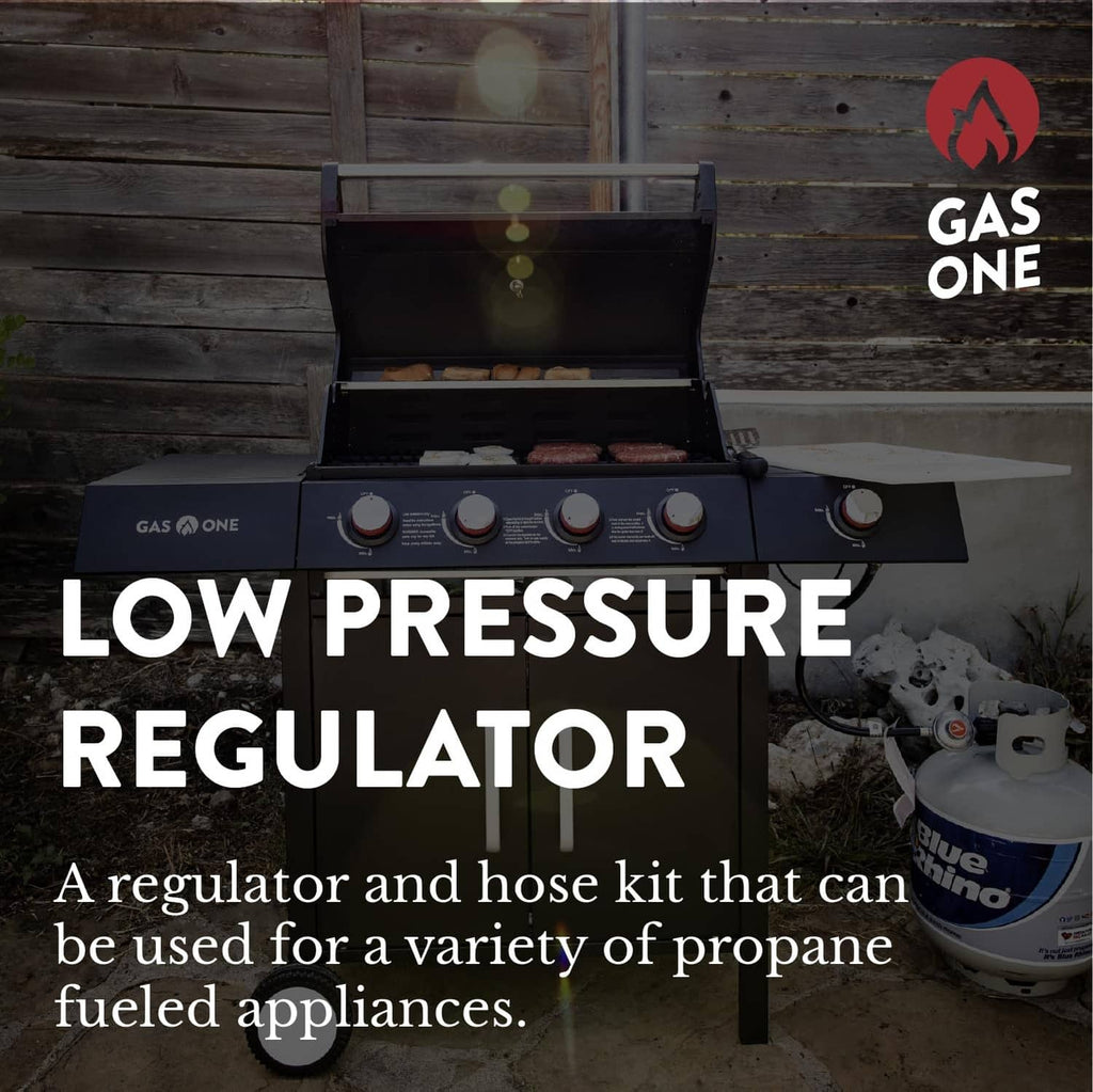 Low-pressure propane regulator hose kit with multiple control knobs