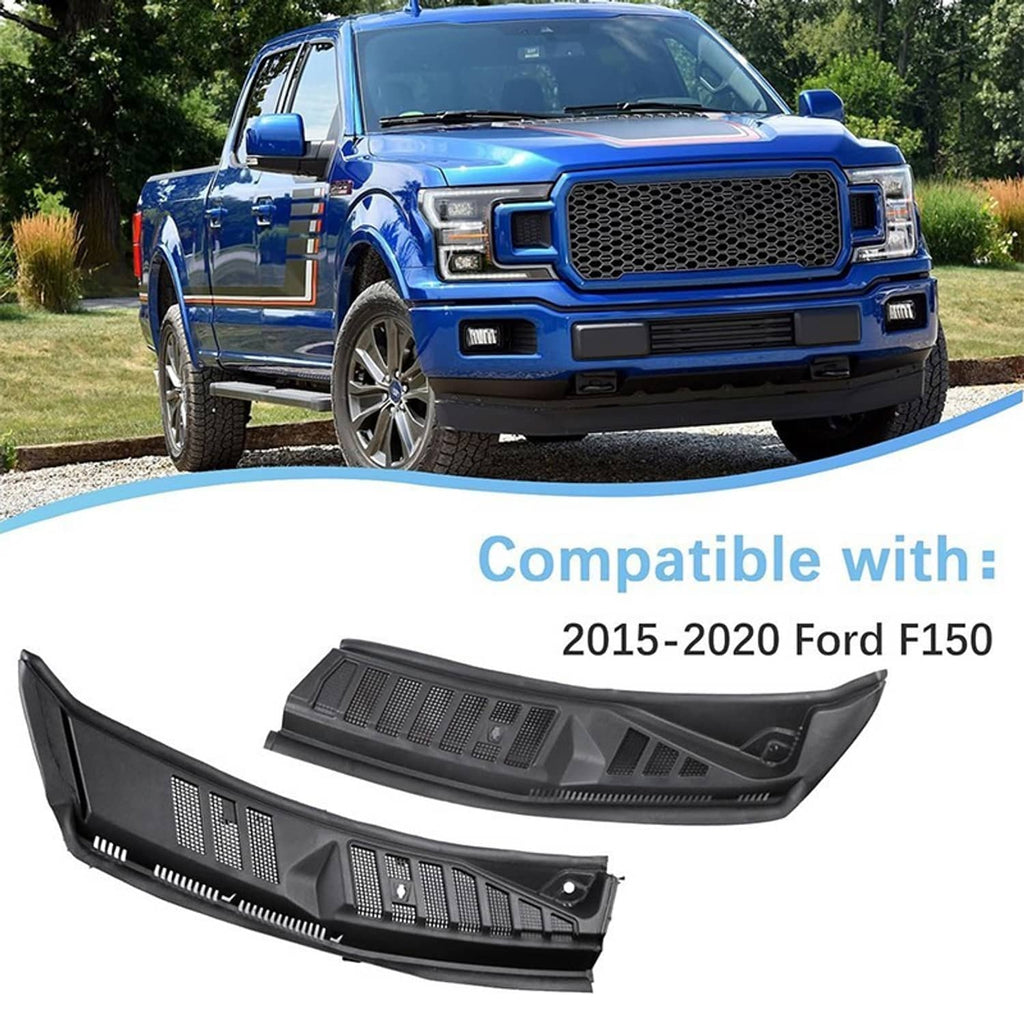 Black left and right cowl panel inserts with textured vent patterns