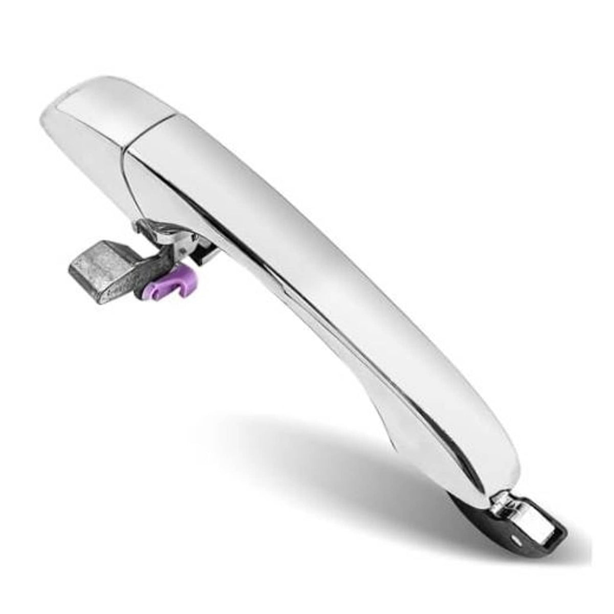 Chrome exterior door handle for right side, black underside and mounting clips