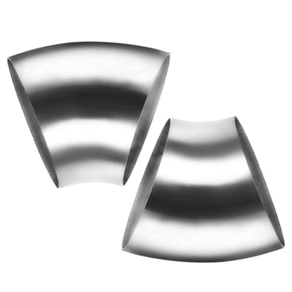 Polished stainless steel 45-degree exhaust elbow bend with smooth curved ends
