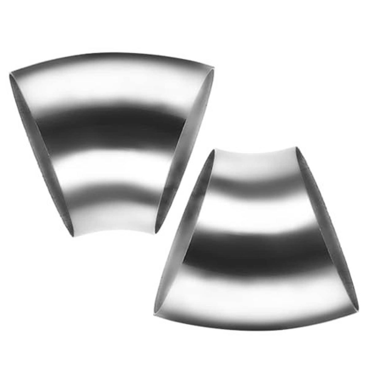 Polished stainless steel 45-degree exhaust elbow bend with smooth curved ends