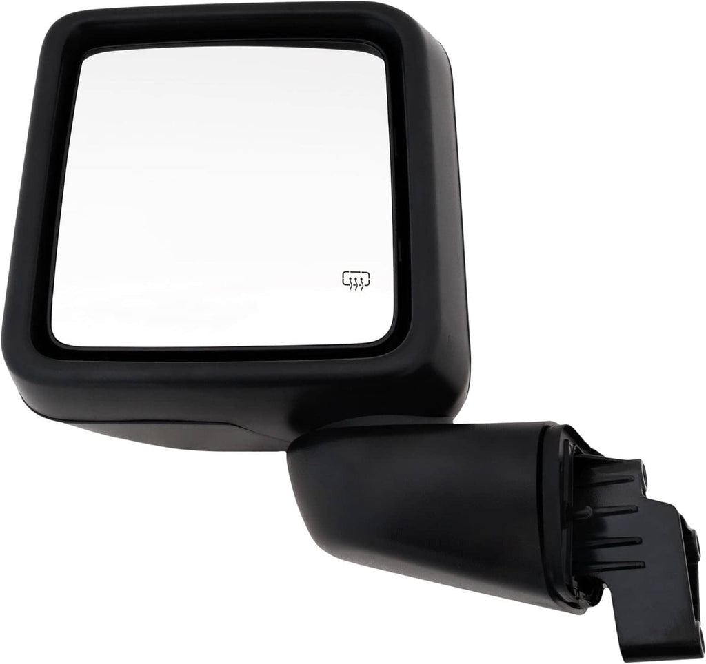 Left driver-side heated power mirror with black housing and rear mounting tabs