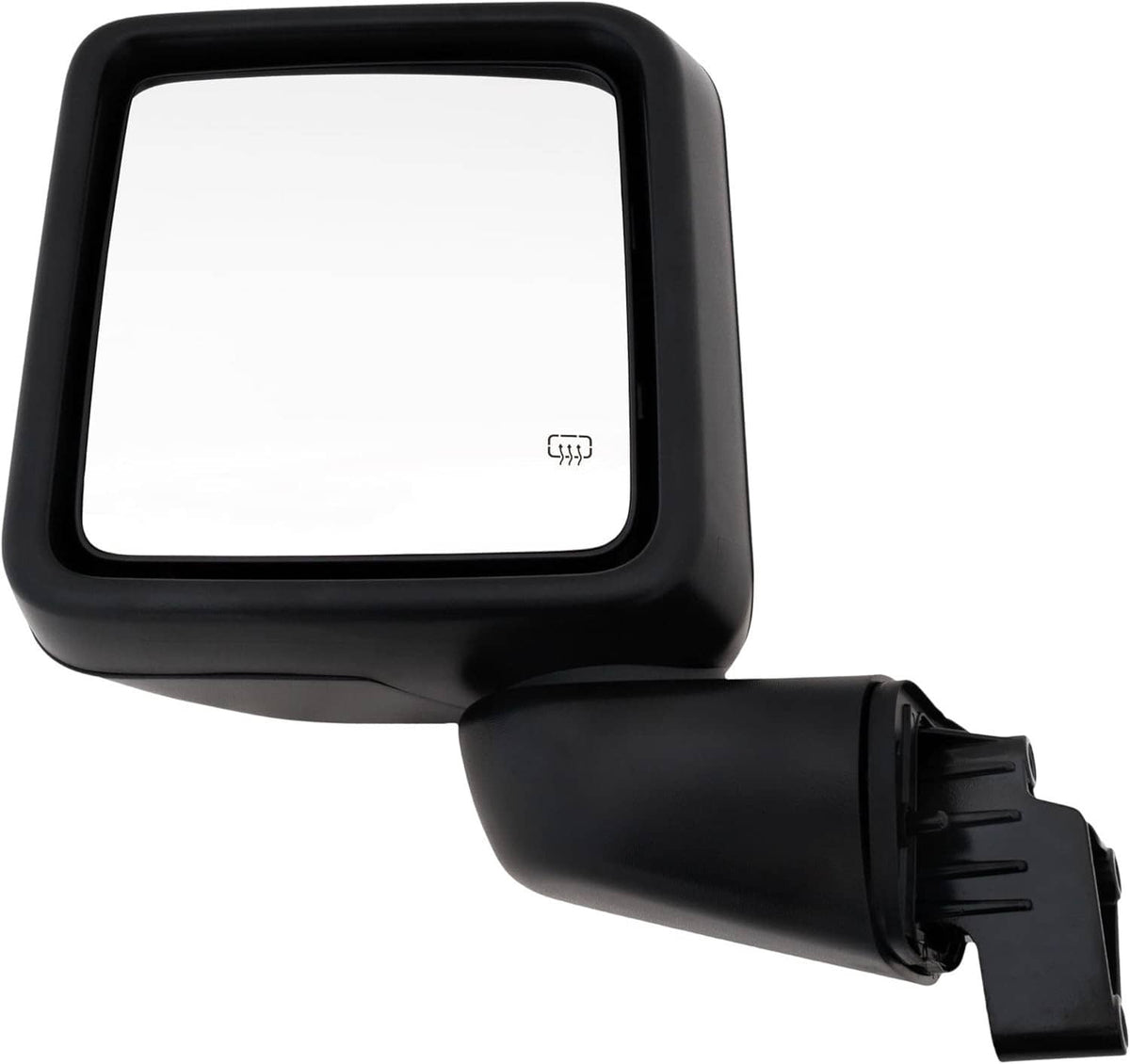 Left driver-side heated power mirror with black housing and rear mounting tabs