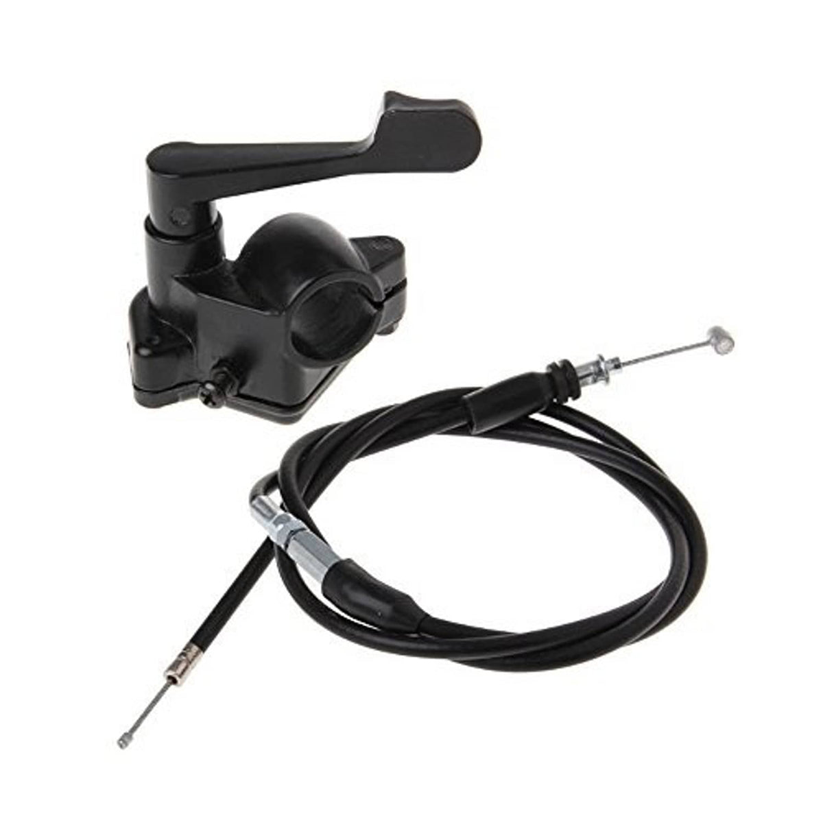 Black thumb throttle assembly with long cable and metal adjuster ends