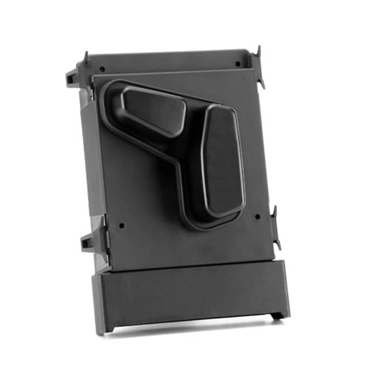 Driver-side power seat switch control module rear view with switch openings