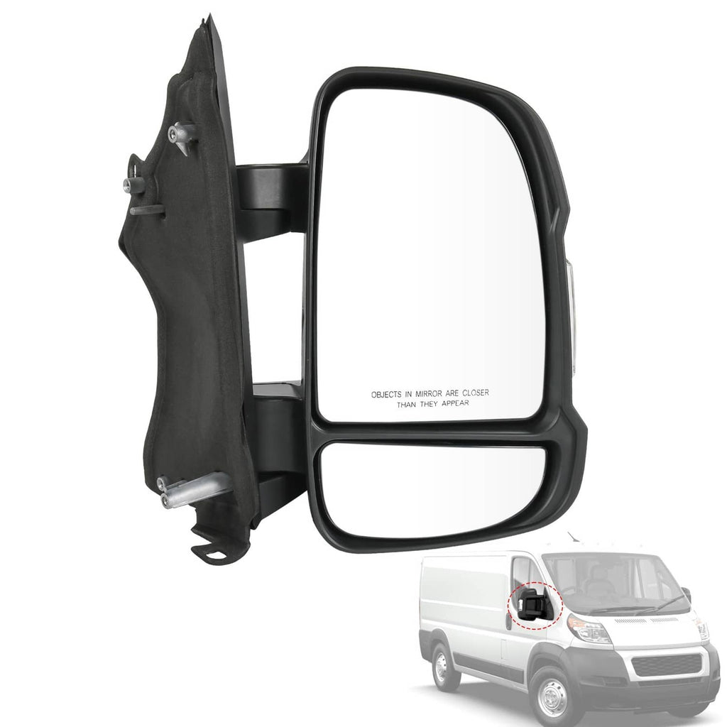 Passenger-side right manual door mirror with black housing and clear mirror glass