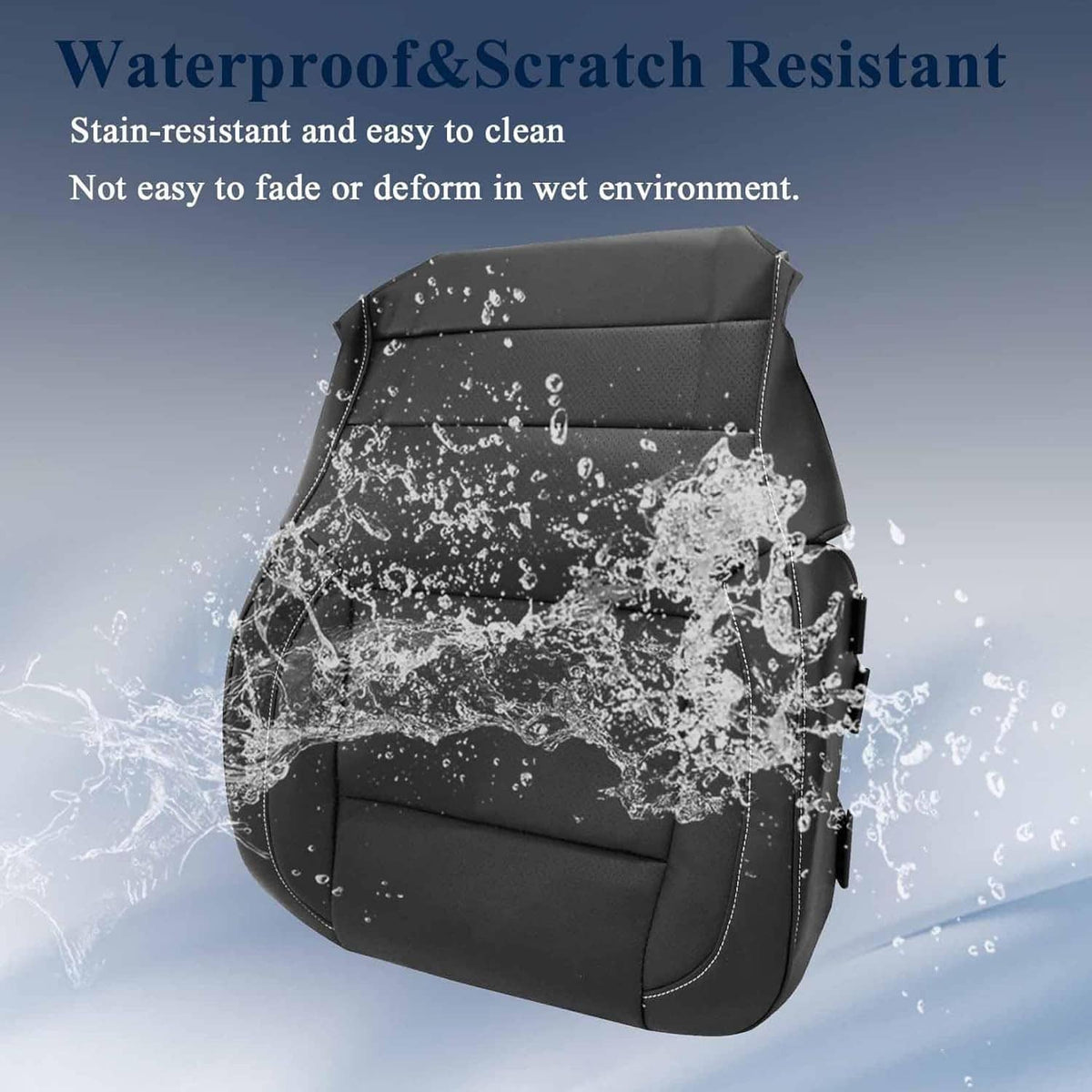 Black perforated leather seat cover bottom with water-splash resistant surface