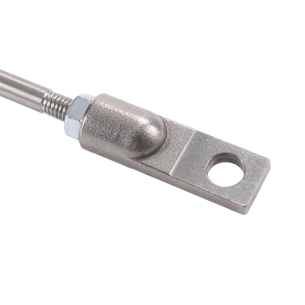Turbo wastegate actuator linkage: silver metal rod with mounting hole