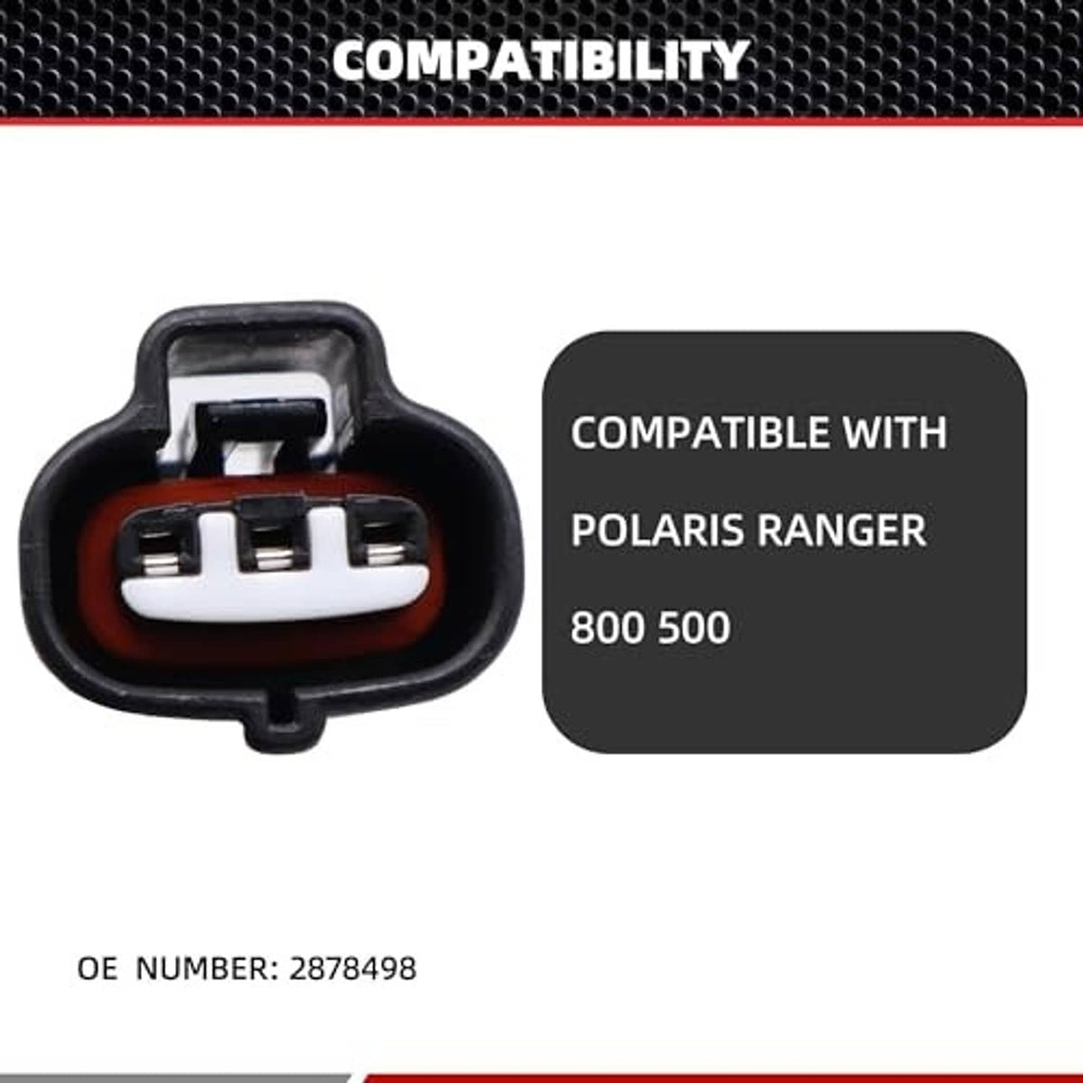 Throttle position sensor connector with three terminal contacts and wire lead