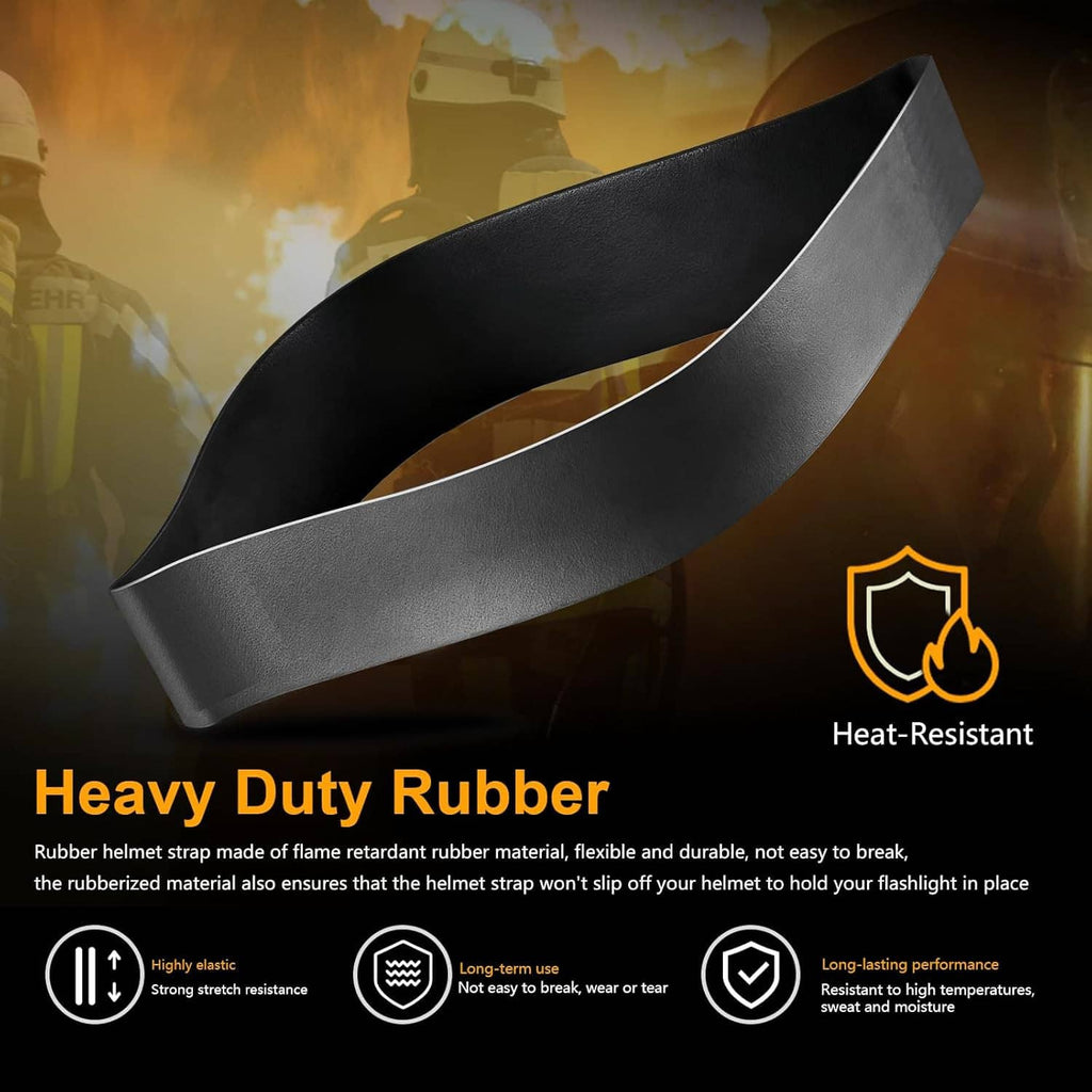 Heavy-duty black rubber helmet strap band with textured finish