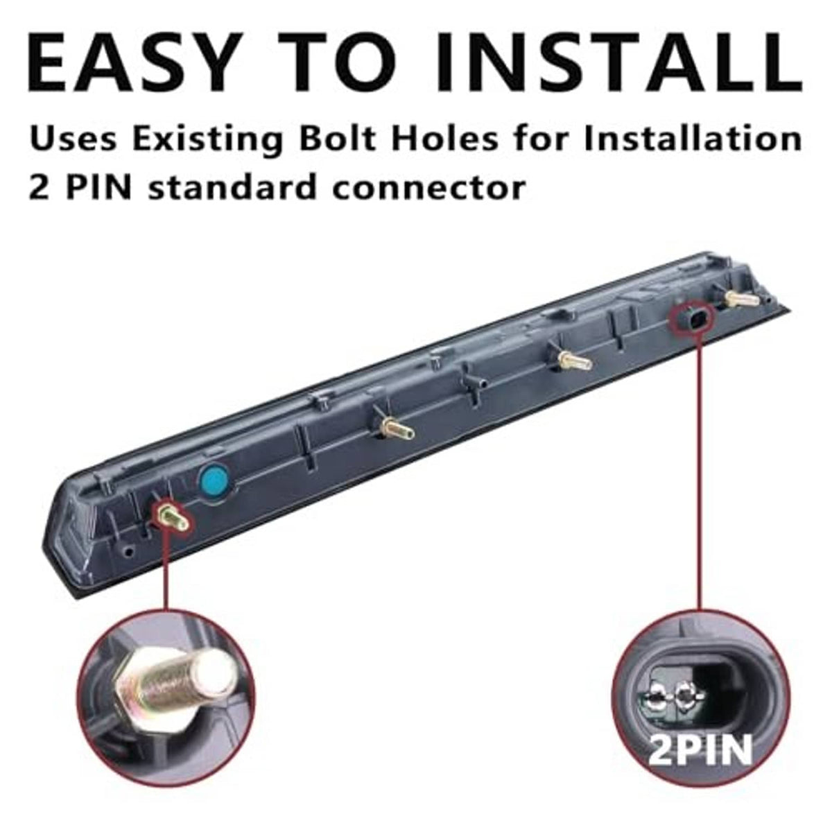 LED stop light housing with 2-pin connector and existing bolt-hole mounting points