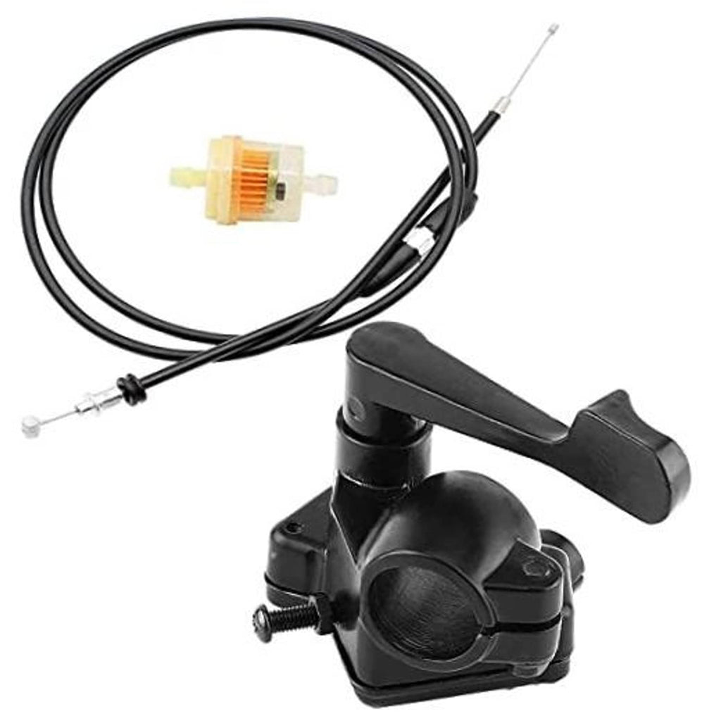 Black thumb throttle cable accelerator assembly with cable and small connector