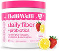 Pink BelliWelli daily fiber + probiotics powder jar, strawberry lemon flavor, 6.4 oz