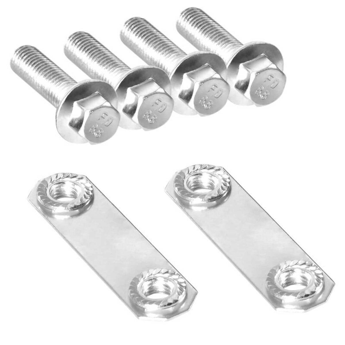 Metal mounting screws and base plates for tow hook bracket installation