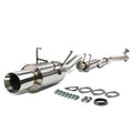 Stainless steel cat-back muffler exhaust system with twin round outlet and hardware