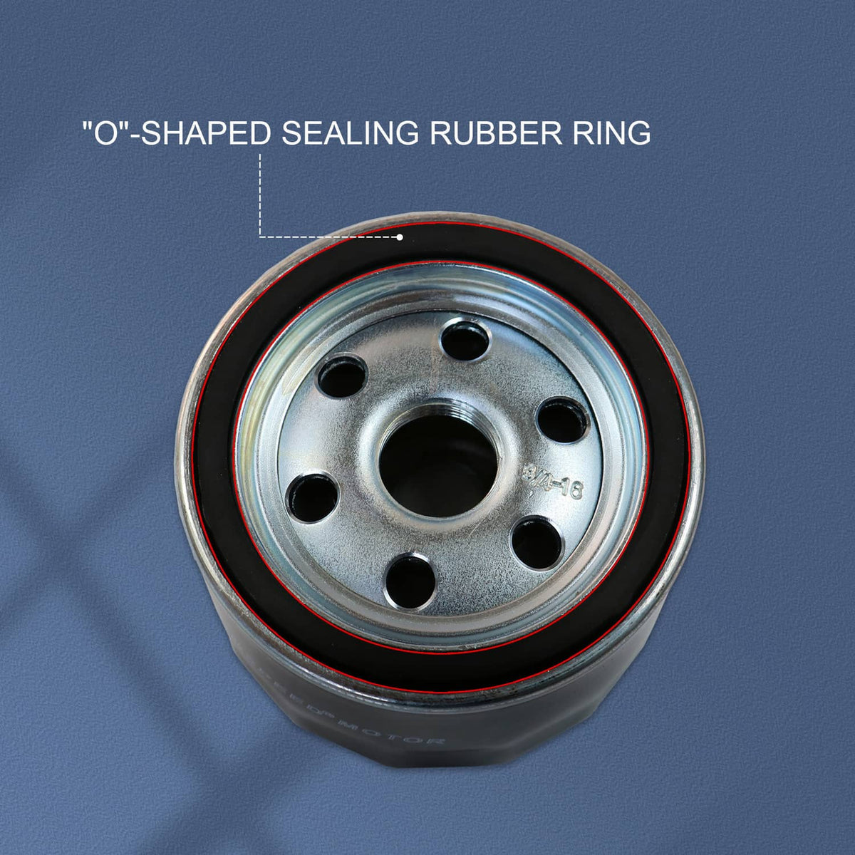 Oil filter with O-shaped sealing rubber ring and silver metal mounting plate
