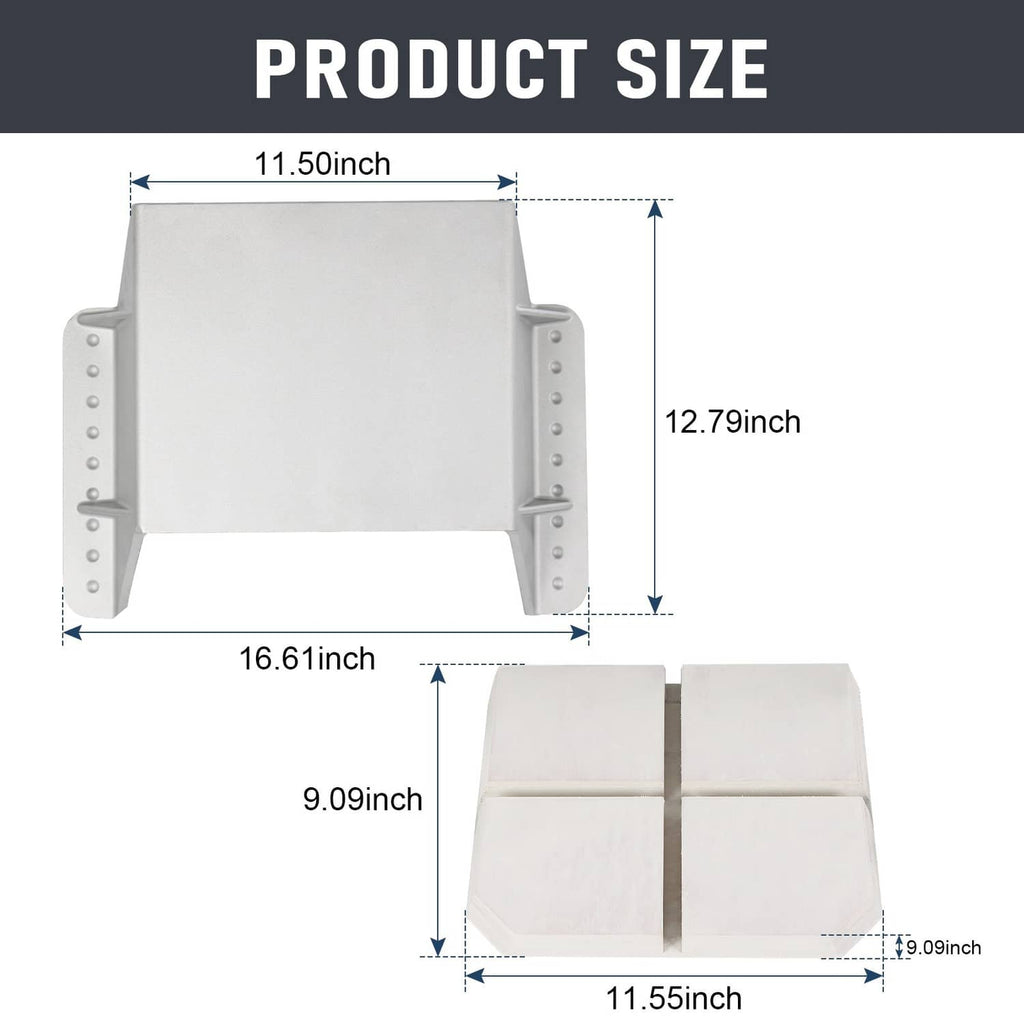 White outboard jack plate set with side brackets and split adapter block section