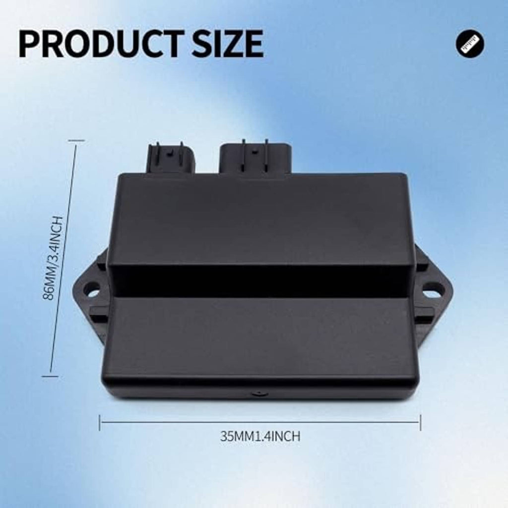 Black CDI ignition module box with two top tabs and side mounting holes