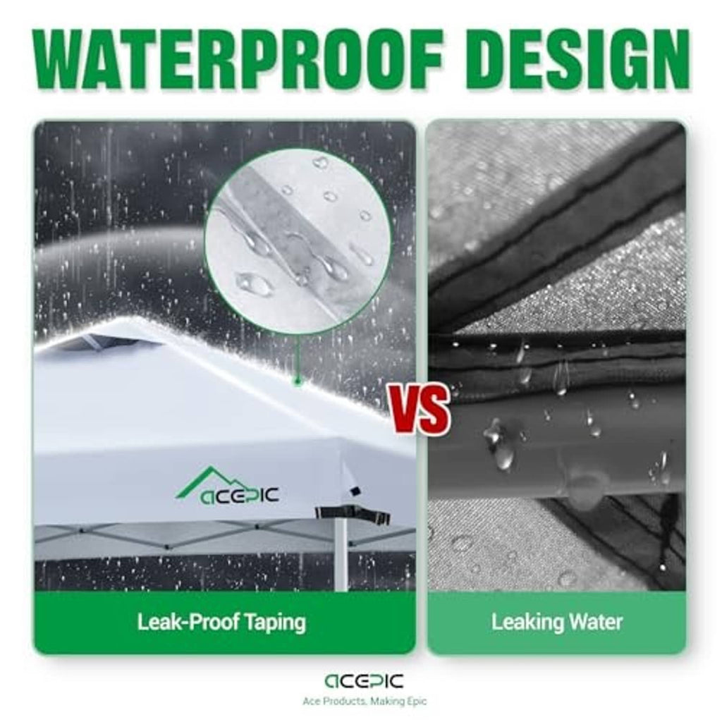 Black replacement canopy top with waterproof design, water droplets bead on fabric