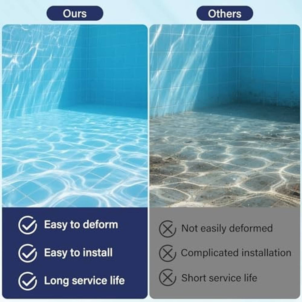 Pool vacuum filter bag comparison graphic: easy to deform vs not easily deformed