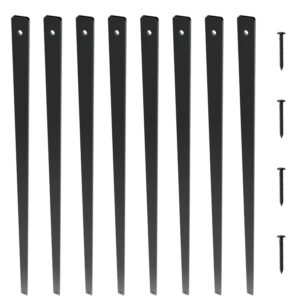Matte black aluminum deck balusters with mounting screw set, 51-pack shown