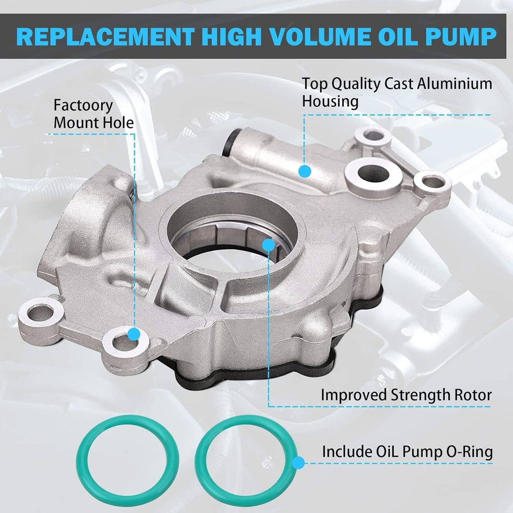 High volume oil pump with cast aluminum housing and included oil pump O-ring