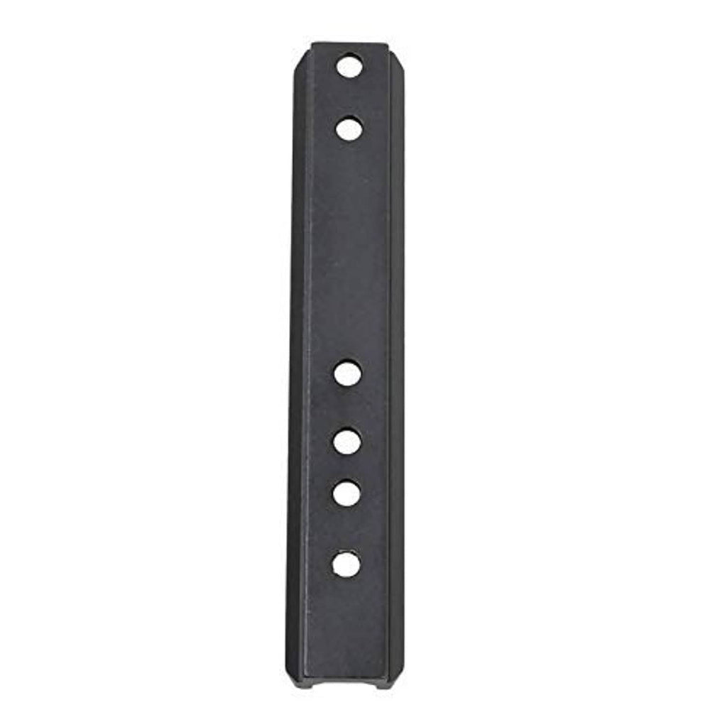 Narrow mounting bar with long row of screw holes and black finish