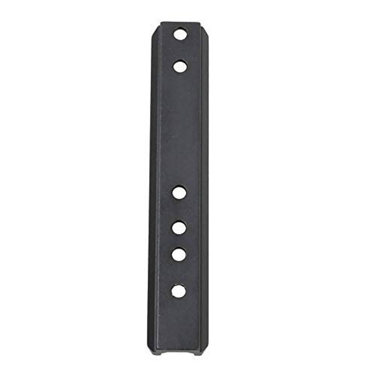 Narrow mounting bar with long row of screw holes and black finish