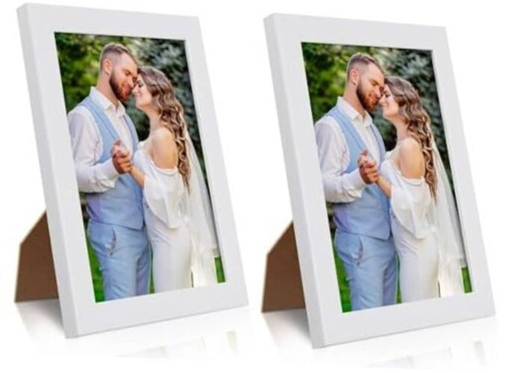 White 5x7 picture frame two-pack with clear front and tabletop easel backing