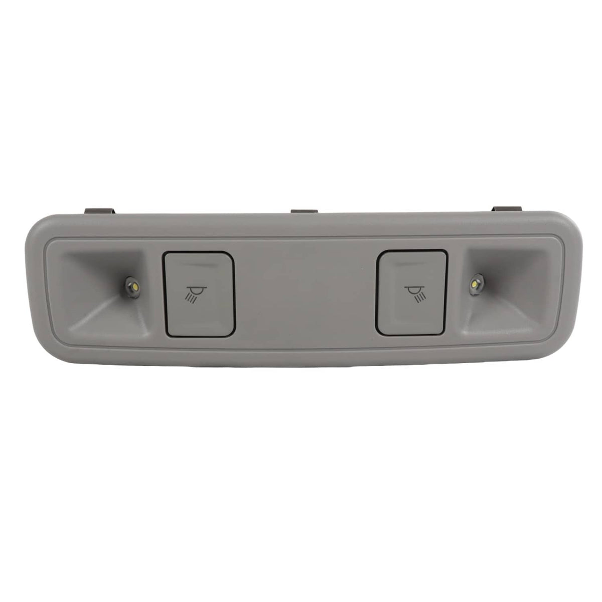 Gray rear dome light lamp cover with two switch icons and indicator screws