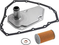 Transmission oil filter housing with pan gasket and rubber seal, silver metal and black gasket