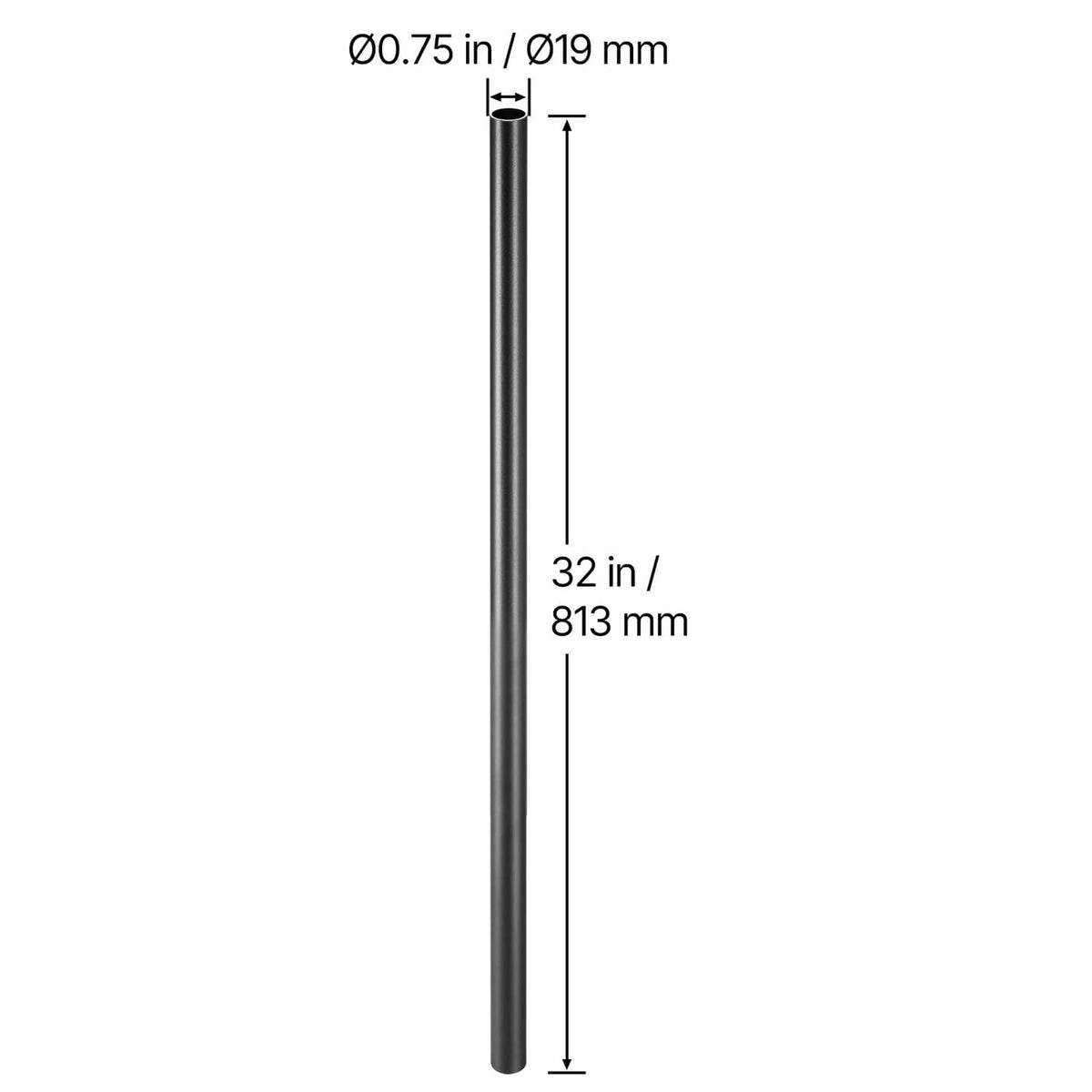 Aluminum deck baluster tube, 32 in long and 0.75 in diameter