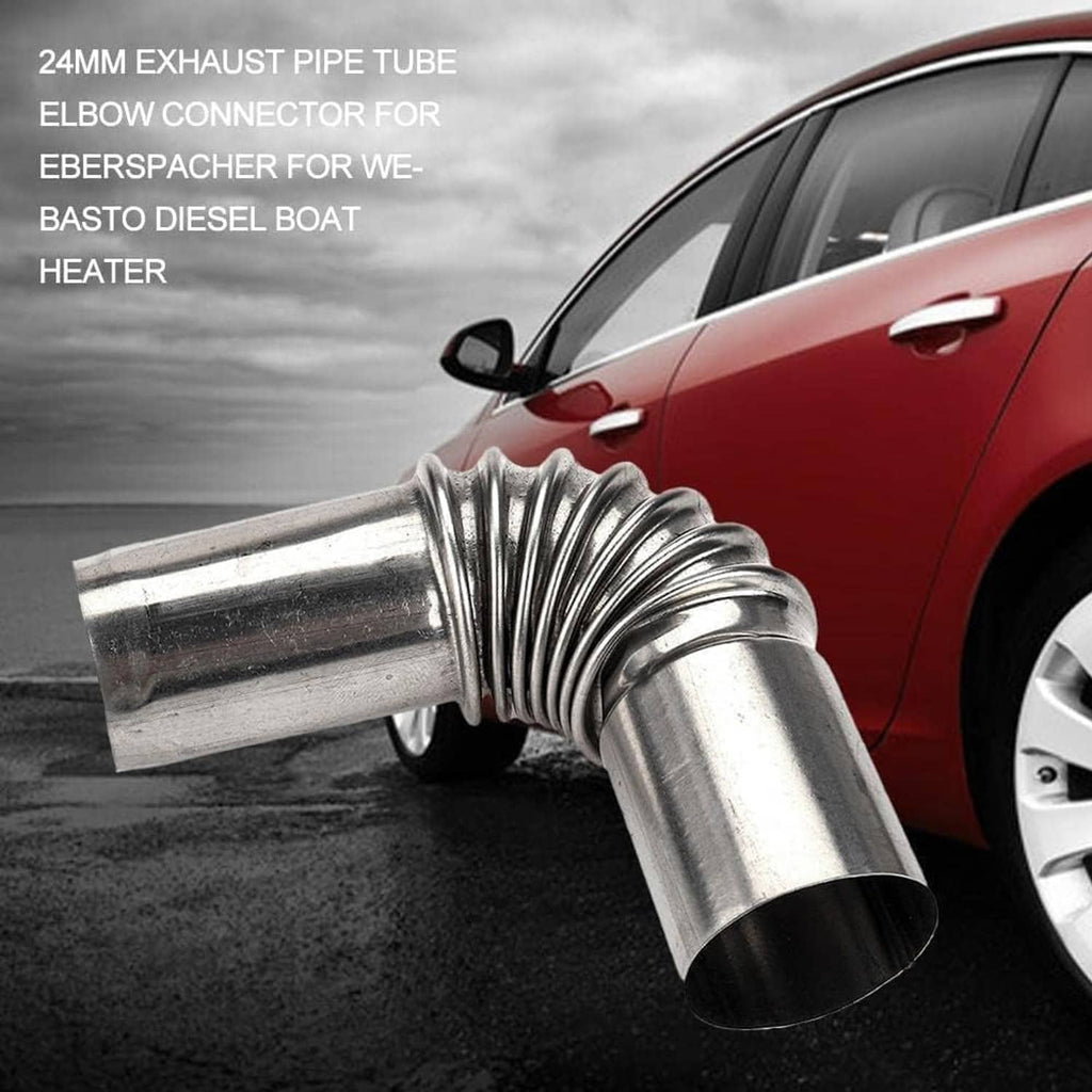 Stainless steel exhaust pipe elbow with corrugated flex and two clamp rings