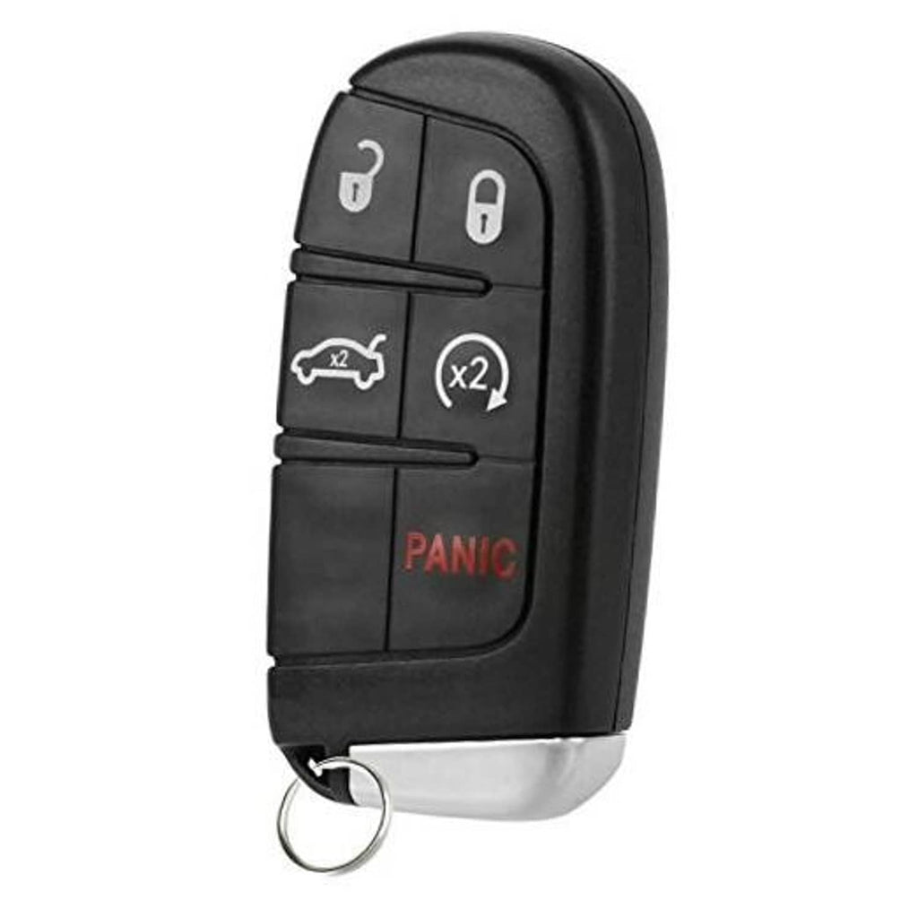 Black smart keyless entry remote fob with Panic button and key ring