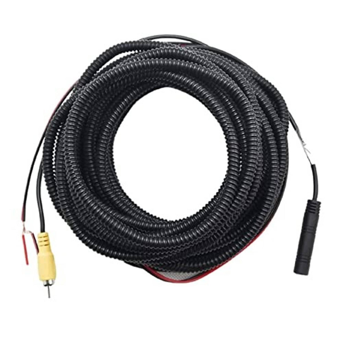 Back up camera wiring harness cable with inline connectors, black