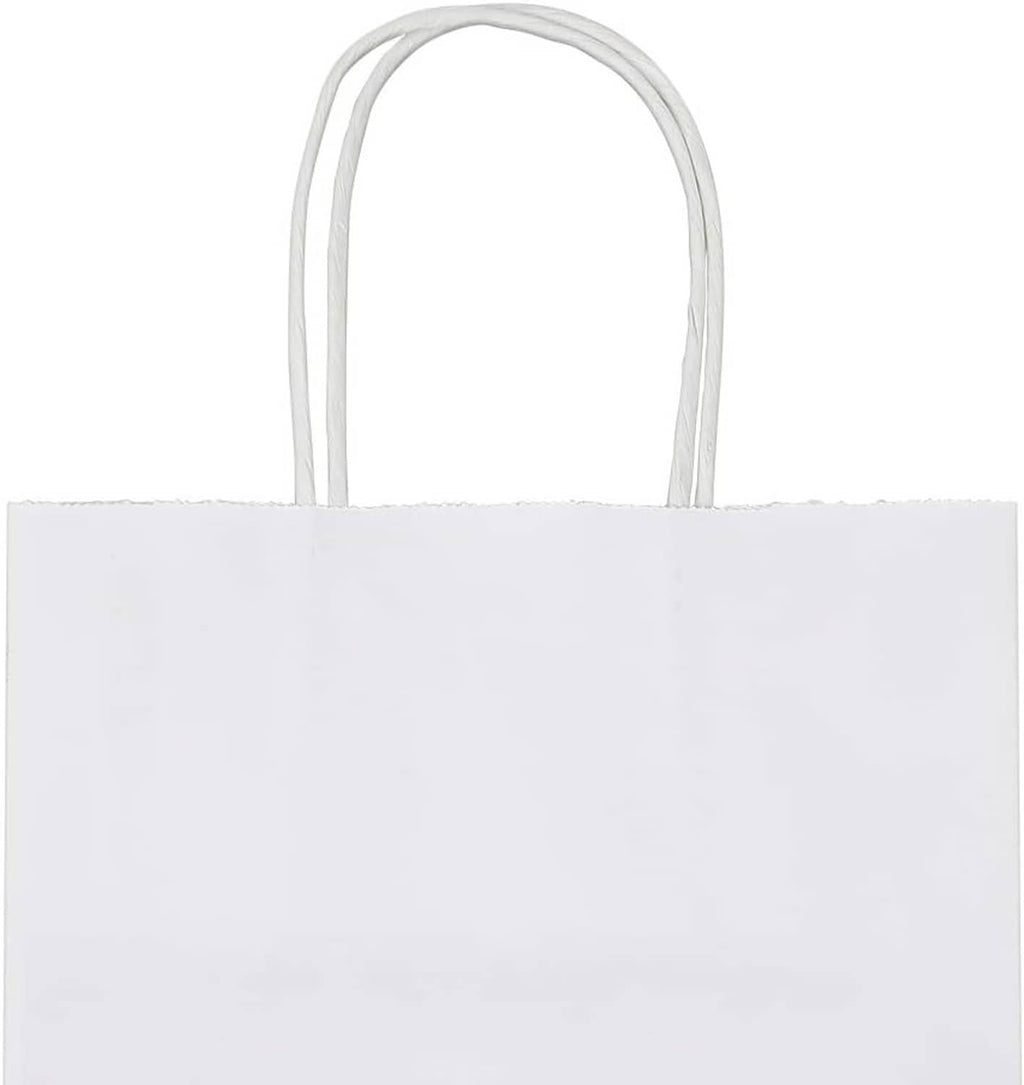 White kraft paper bag with two rope handles, top view