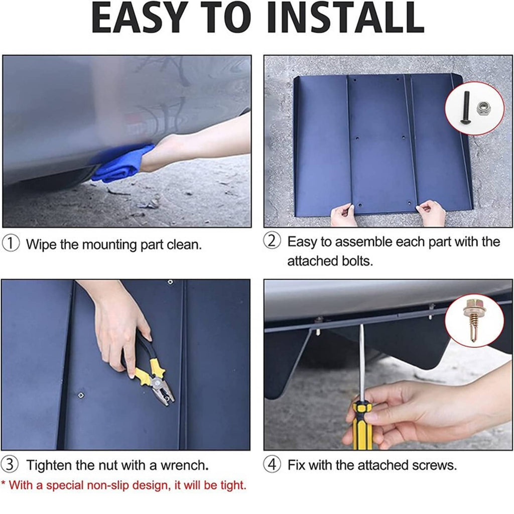 Rear bumper diffuser installation guide: wipe clean and assemble panels with bolts