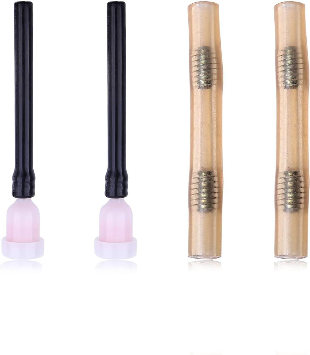 Fuel tank vent line set showing tan tubes with threads and black hoses with pink caps