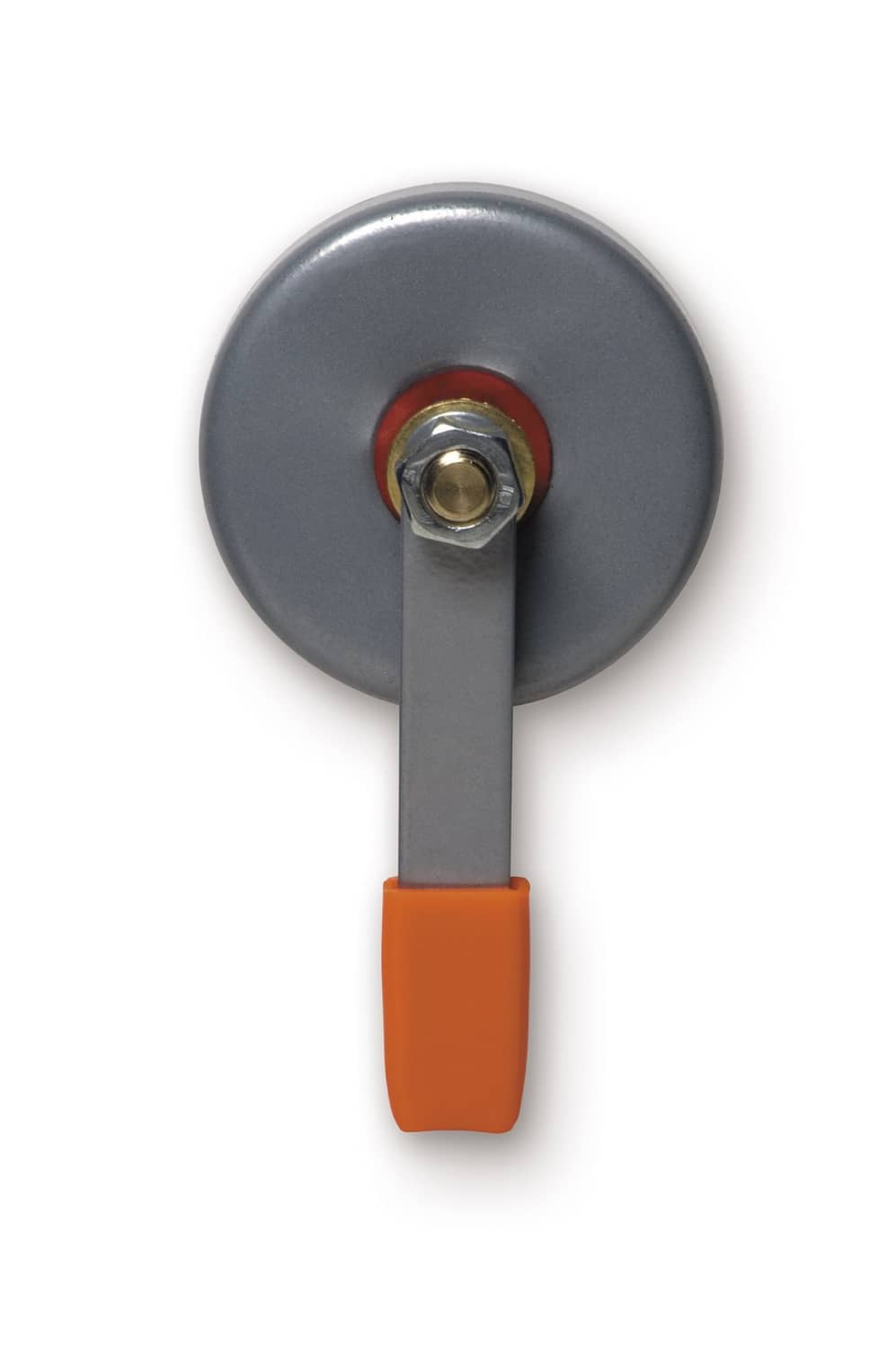 Hobart magnetic ground clamp with round base and orange insulated handle