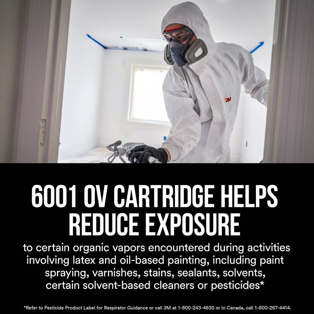 Organic vapor cartridge replacement used with a respirator on a protective worker