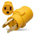 Yellow adapter plug connector with 4-prong face and metal grounding blade