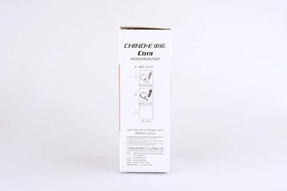 Telephone line network cable tester box with CHINO-E branding and instruction diagrams.