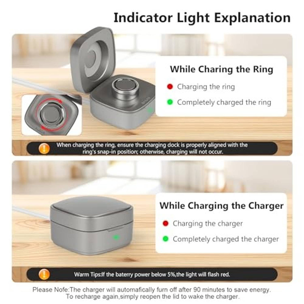 Gray wireless charging case with illuminated indicator light