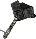 Black archery compound bow trigger release aid with padded 360° adjustable wrist strap.