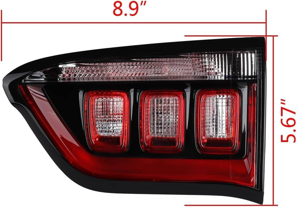 Right inner halogen tail light lens with red outer frame and clear center