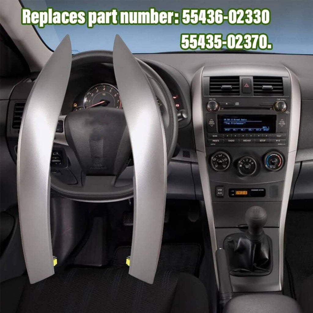 Installed dashboard trim covers, metallic gray left and right panels