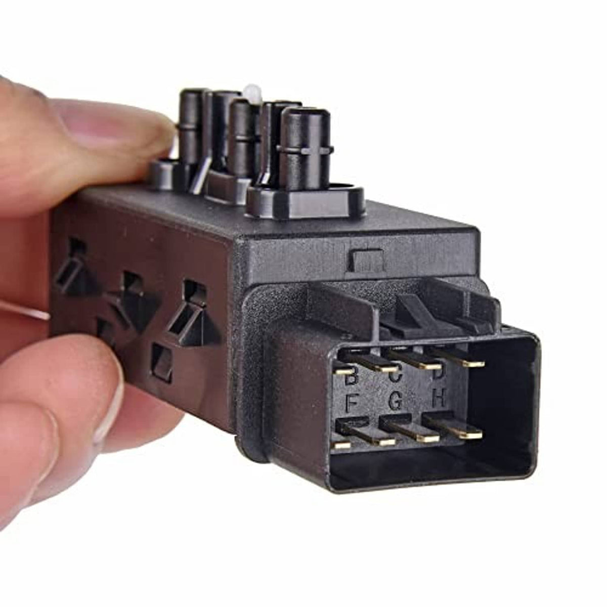 6-way power seat adjustment switch showing pin connector with labeled contacts