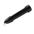 Black exterior door handle with pull grip, front view, smooth curved housing.
